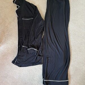 Barefoot Dreams Luxe Milk Jersey Black Long Sleeve Pajama Set Lounge Wear